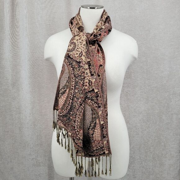 Pashmina Paisley Scarf with Fringe Shawl Wrap - Picture 1 of 9